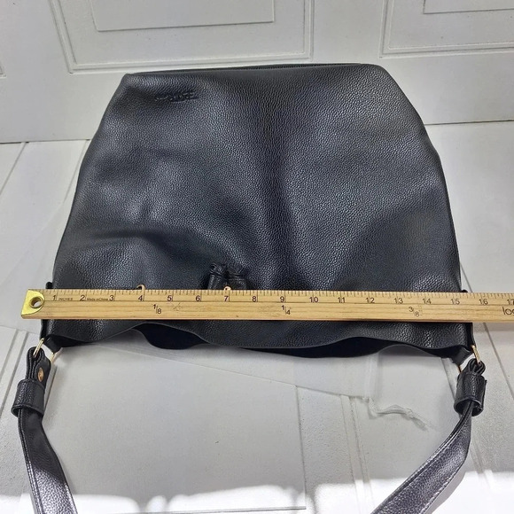 Bella Russo Bucket Black Tote/Bag Faux Leather Drawstring NWOT - Picture 10 of 11